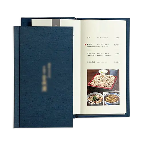 うどん・そば メニューブック No. 0070 渋いけど使いやすい老舗のお蕎麦屋さんで使用するメニューブック
