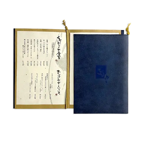 カジュアル メニューブック No.0098 縫製しても破けにくいおしゃれな仕様のメニューブック